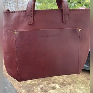 Portland Leather Mini Tote with zipper & strap